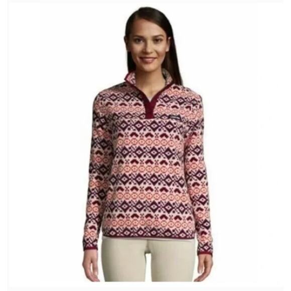 Lands' End Heritage Classic Fleece Snap Neck Pullover - Picture 1 of 9